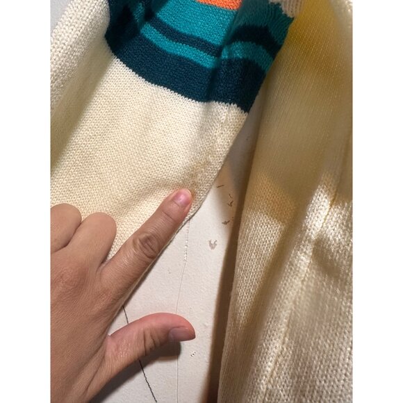 Panhandle Aztec Stripes Fringe Sweater Women XL Cowl Neck Western Bohemian Rodeo - Picture 15 of 15